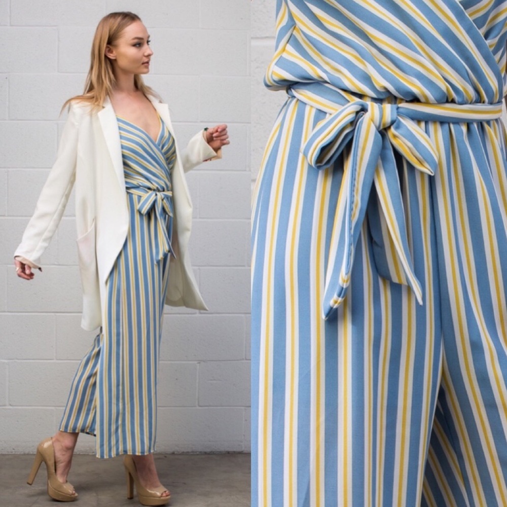 Lemon Blossom Striped Jumpsuit - Picture 2 of 8